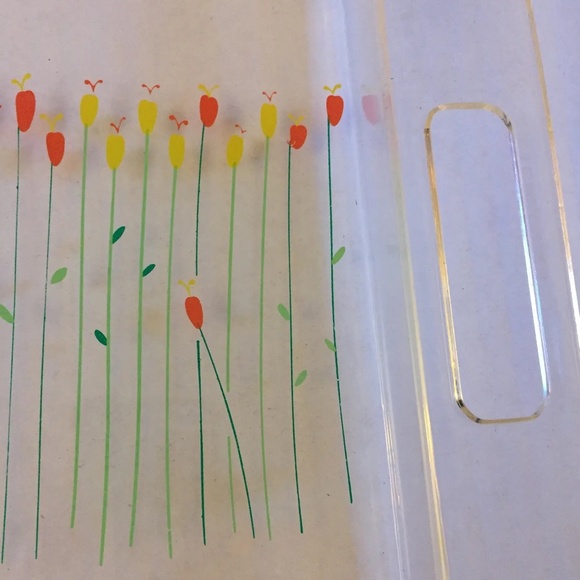 1950s Mid-Century Modern Acrylic Lucite Tray With Floral Tulips Motif Vintage - Picture 4 of 7